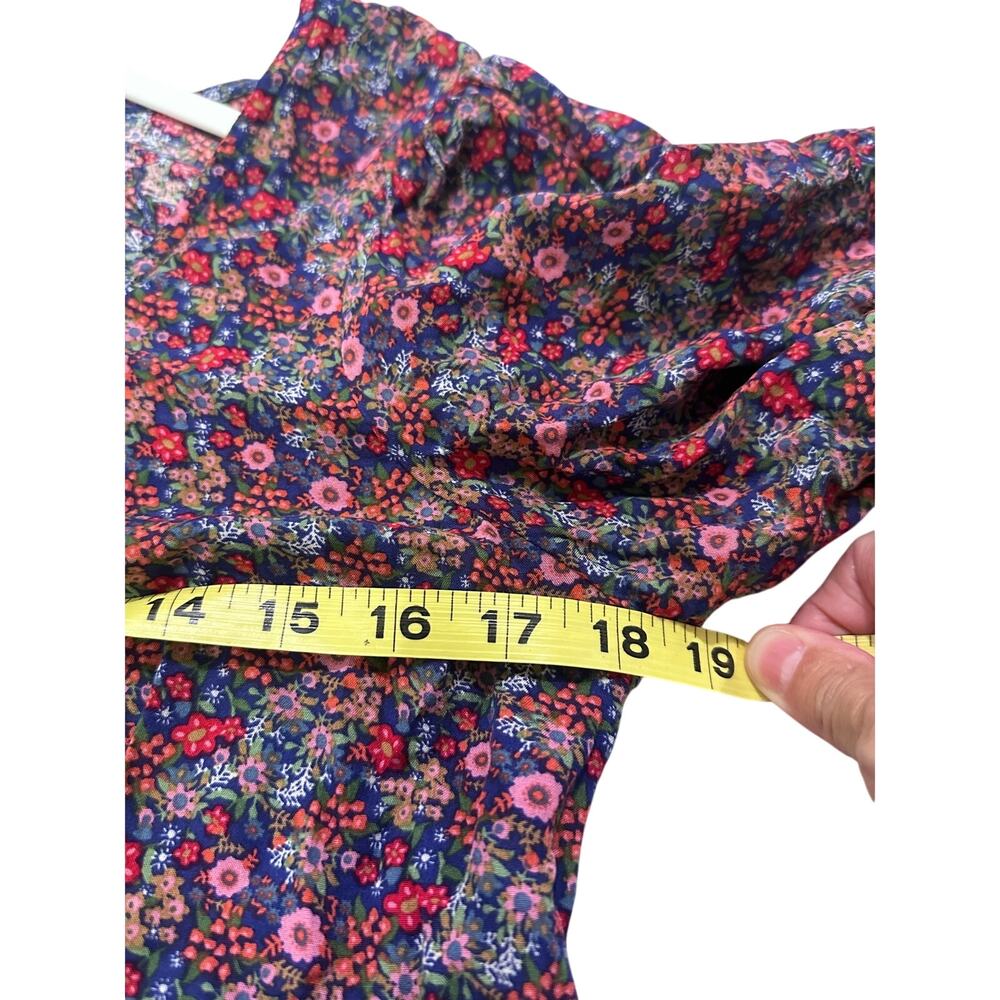 Natural Life Rebecca Midi Dress Red Navy Bouquets Floral Boho Puff Sleeve EUC XS - Picture 5 of 7